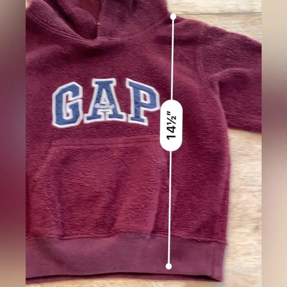 Vintage Baby Gap Unisex 2XL (24-30 Months) 100% Polyester Maroon Graphic Hoodie‎